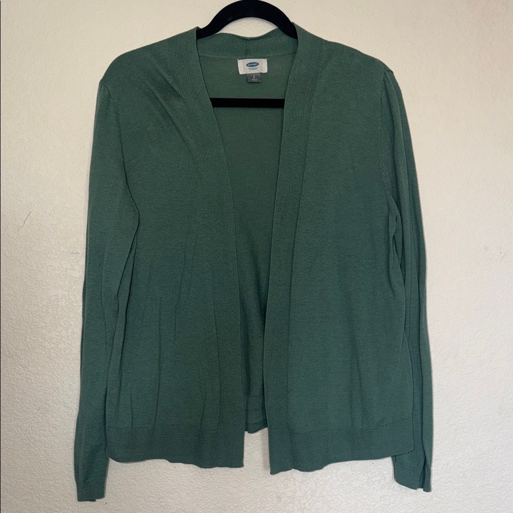 Basic Editions Open-Front Cardigan in Sage Green
